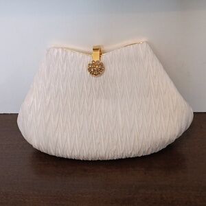 Vintage Goldco White Textured Purse Evening Bag Clutch 🍀